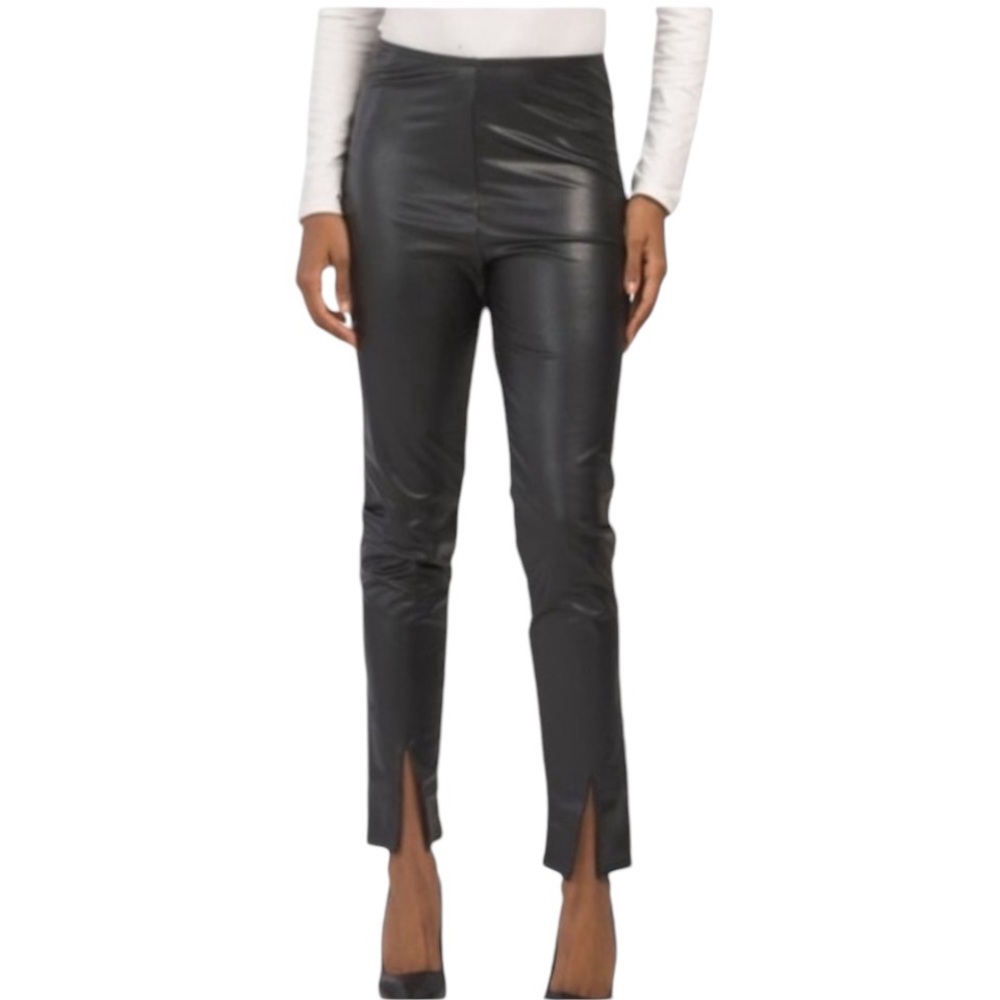 Bagatelle size large black faux leather cropped pants front slit super soft